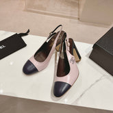 HIGH SLINGBACKS LIGHT PINK MIX BLACK SHEEPSKIN